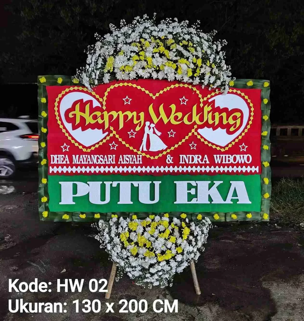 bunga papan happy wedding bekasi barat