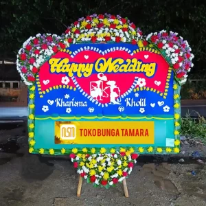 bunga papan happy wedding
